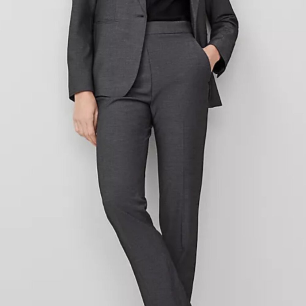 Ann Taylor The Side Zip Straight Pant in Bi-Stretch Size 10 Charcoal Grey
